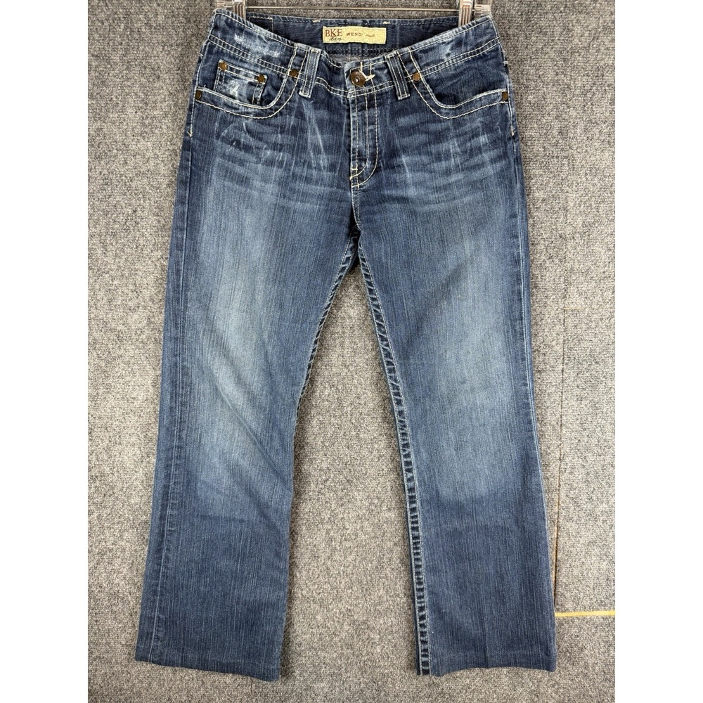 BKE Denim‎ Wendi Bootcut Jeans Dark Wash Stitch Stretch Womens Sz 28x27 Hemmed